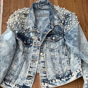 Pearl Embellished Denim Jacket